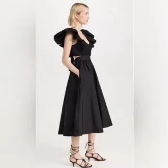 En Saison Monti midi dress tie-back black sz M BNWT - Picture 6 of 8